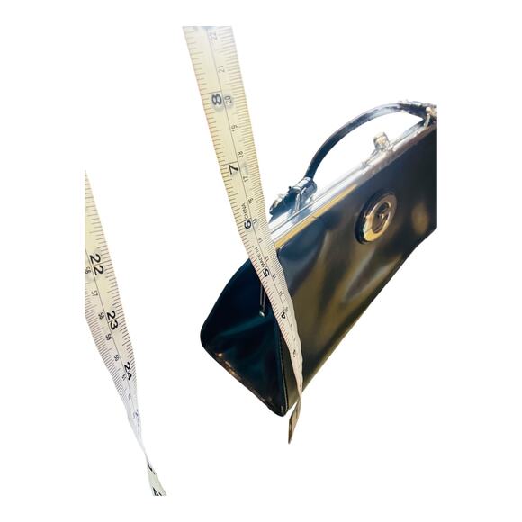 Guess Womens G Goldware Logo Kiss Lock Hobo Leather Black Shoulder Bag Y2K 2000 - Picture 12 of 12